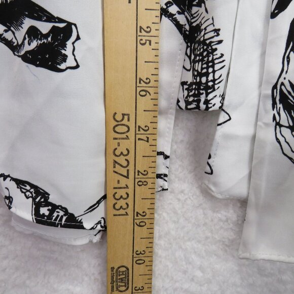 Chicos Shirt Womens Size Large Floral Print White Black Blouse Faux Cardigan - Picture 12 of 12